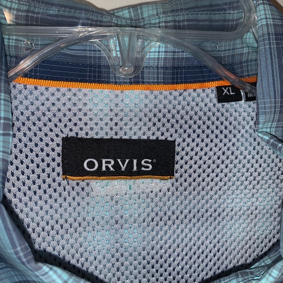 Orvis Men's Blue Plaid Shirt - Picture 4 of 5